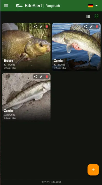 Fangbuch in BiteAlert